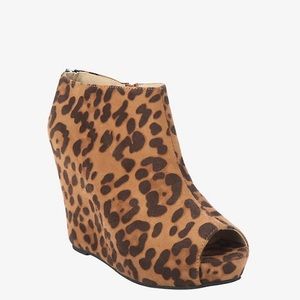 Leopard Wedge Peep Toe Booties! New! Never worn!